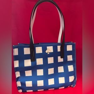 Kate Spade Blue and White Checkered Tote